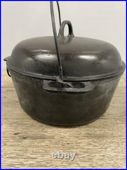 Rare Vintage Cast Iron Favorite Piqua Ware #8e Bean Pot Dutch Oven