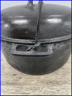 Rare Vintage Cast Iron Favorite Piqua Ware #8e Bean Pot Dutch Oven
