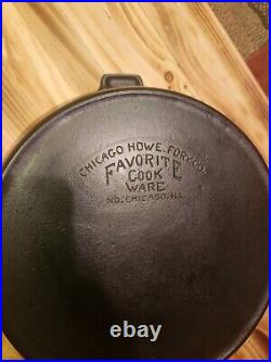 Rare Vintage Chicago Harware Foundry Favorite Cast Iron Deep Chicken Fryer & lid