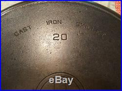 Rare Vintage Griswold #20 Hotel Cast Iron Skillet With Heat Ring PN. 728