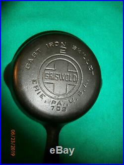 Rare Vintage No. 2 Griswold Erie 703 Large Logo Cast Iron Skillet Read