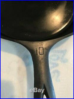 Rare Vntg Griswold Cast Iron Skillet No. 10, 12 Inch, 732 Flat Raised Bottom