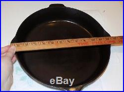 Rare Vntg Griswold Cast Iron Skillet No. 10, 12 Inch, 732 Flat Raised Bottom