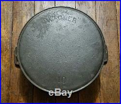 Rare and HTF antique Wagner arc logo #10 cast iron Dutch Oven withcover