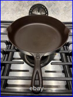 Restored 1910 Era Lodge #8 No-Notch Cast Iron Skillet Arc Logo withRaised Number