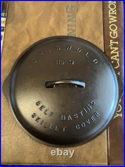 Restored Antique Griswold #9 Cast Iron Self Basting Skillet Cover Lid 469B, Nice