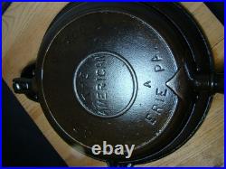 Restored Griswold Cast Iron ERIE The American Finger Hinged Waffle Iron 88 -93