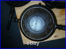 Restored Griswold Cast Iron ERIE The American Finger Hinged Waffle Iron 88 -93 Restored Griswold Cast Iron ERIE The American Finger Hinged Waffle Iron 88 -93