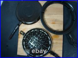 Restored Griswold Cast Iron ERIE The American Finger Hinged Waffle Iron 88 -93