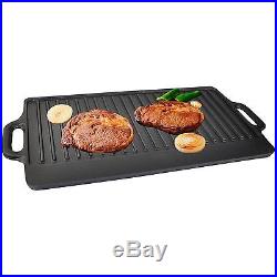 Reversible Kitchen Bbq Oven Hob Cooking Non Stick Iron Cast Grill Griddle Plate