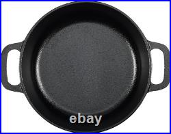 Round Pre-Seasoned Cast Iron Mini Dutch Oven Pot with Lid and Dual Handles, 2-Qu