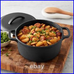 Round Pre-Seasoned Cast Iron Mini Dutch Oven Pot with Lid and Dual Handles, 2-Qu