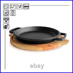 Round cast iron frying pan with stand HoReCa Brizoll 240? 25 mm H240-D