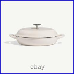 SALE- Enameled Cast Iron Braiser- Antique White Size 3.5 QT