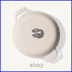 SALE- Enameled Cast Iron Braiser- Antique White Size 3.5 QT