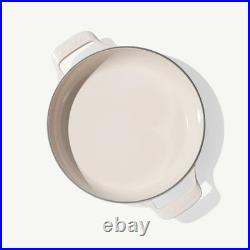 SALE- Enameled Cast Iron Braiser- Antique White Size 3.5 QT