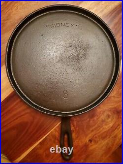 SIDNEY Arc Logo Cast Iron Round Griddle #8, Circa 1897-1903, Fully Seasoned