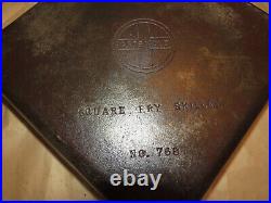 SQUARE FRY SKILLET 9.5 Cast Iron Griswold 768 A Hanging Loop Handle Collectible