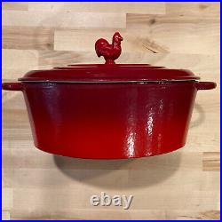 STAUB 27 BASIX OVAL CAST IRON 4QT DUTCH OVEN RED ROOSTER WithLID FRANCE