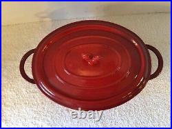 STAUB 27 BASIX RED ROOSTER OVAL CAST IRON 4QT DUTCH OVEN CASSEROLE WithLID FRANCE