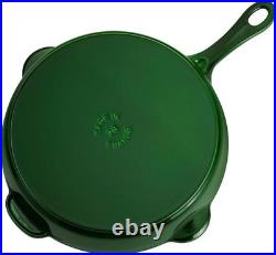 STAUB Cast Iron 11-inch Traditional Skillet Basil Pan, Deep Frypan