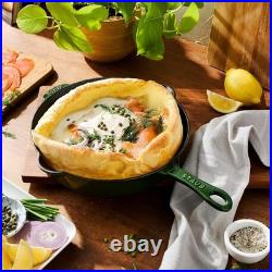 STAUB Cast Iron 11-inch Traditional Skillet Basil Pan, Deep Frypan