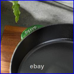 STAUB Cast Iron 11-inch Traditional Skillet Basil Pan, Deep Frypan