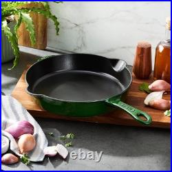 STAUB Cast Iron 11-inch Traditional Skillet Basil Pan, Deep Frypan