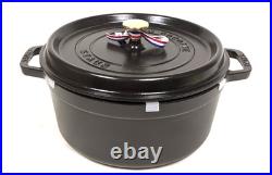 STAUB Cast Iron Round Cocotte 26cm 5L Black Dutch Oven New (Damaged Box)