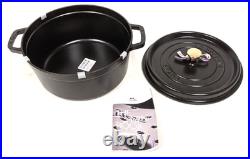 STAUB Cast Iron Round Cocotte 26cm 5L Black Dutch Oven New (Damaged Box)