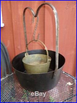 Scarce Antique 18th Century Cast Iron Double Boiler Pot Kettle Skillet Cookware