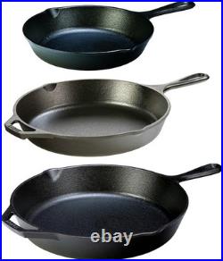Seasoned Cast Iron 3 Skillet Bundle. 12 Inches and 10.25 Inches with 8 Inch S