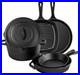 Set Cocina Hierro Fundido 6 Pzs Curado Olla 5QT Sartenes Parrilla Camping