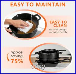 Set Cocina Hierro Fundido 6 Pzs Curado Olla 5QT Sartenes Parrilla Camping