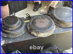 Set Of 4 Vintage Cast Iron Skillets