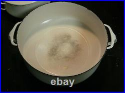 Set of (3) Dansk White Kobenstyle Cast Iron Casserole /Pots 4 qt, 2 qt, Saucepan