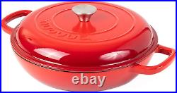 Shallow Cast Iron Casserole with Lid Non Stick Dutch Oven Pot, Oven Safe up to