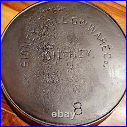 Sidney Hollow Ware Co. Cast Iron #8 Skillet, Block Logo, Circa 1888-1897