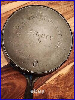 Sidney Hollow Ware Co. Cast Iron #8 Skillet, Block Logo, Circa 1888-1897