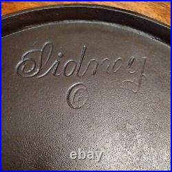Sidney Hollow Ware Co. Cast Iron #9 Handled Griddle, Cursive Font, Circa1886-97