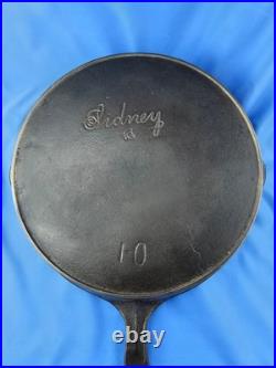 Sidney O Hollow Wear #10 Vintage Script Logo Very Rare Cast Iron Skillet c 1887