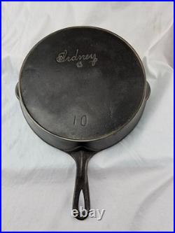 Sidney O Hollow Wear #10 Vintage Script Logo Very Rare Cast Iron Skillet c 1887