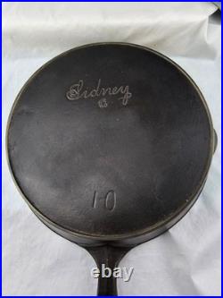 Sidney O Hollow Wear #10 Vintage Script Logo Very Rare Cast Iron Skillet c 1887