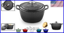 Signature Cast Iron Dutch Oven 4.5 Quart Non-Stick Serving Pot with Gold Knob