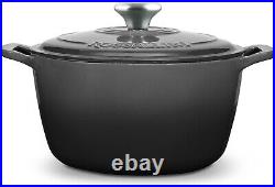 Signature Cast Iron Dutch Oven 4.5 Quart Non-Stick Serving Pot with Gold Knob