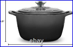 Signature Cast Iron Dutch Oven 4.5 Quart Non-Stick Serving Pot with Gold Knob