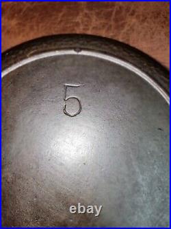 Single Notch Lodge Hammered #5 Cast Iron Skillet With Molder's Mark. Restored
