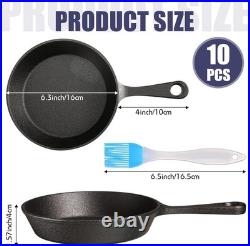 Skylety Mini Cast Iron Skillets Small Plate Restaurant Kitchen Skillets, 10 Sets