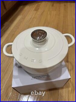 Smeg Cast Iron Pot 4.4qt- Crème Fast Shipping