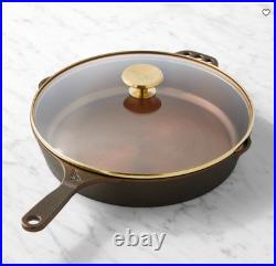 Smithey Classic Seasoned Cast Iron Skillet with Lid Cookware Frying Pan